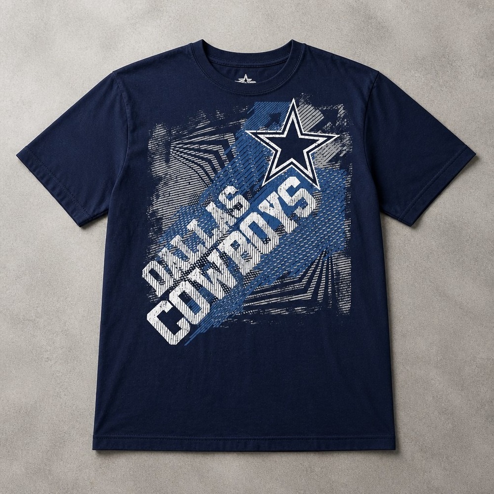 NFL Dallas Cowboys Mens Navy Blue Graphic T-Shirt L Cotton Football Tee